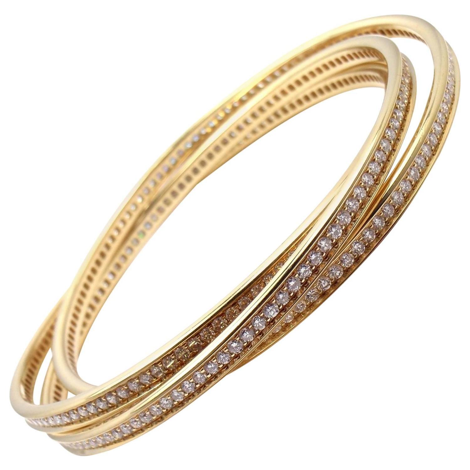 Cartier Love Pave Diamond Gold Bangle Bracelet For Sale at 1stDibs